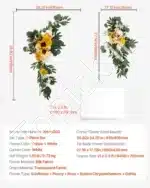 Dirbtinis vestuvių arkos komplektas su gėlėmis ir užuolaidomis – geltona - Image 7