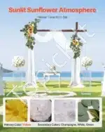 Dirbtinis vestuvių arkos komplektas su gėlėmis ir užuolaidomis – geltona - Image 2