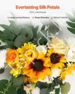 Dirbtinis vestuvių arkos komplektas su gėlėmis ir užuolaidomis – geltona - Image 4