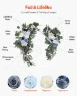 Dirbtinis vestuvių arkos komplektas su gėlėmis ir užuolaidomis – mėlyna - Image 5