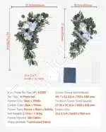 Dirbtinis vestuvių arkos komplektas su gėlėmis ir užuolaidomis – mėlyna - Image 7