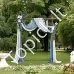 Dirbtinis vestuvių arkos komplektas su gėlėmis ir užuolaidomis – mėlyna - Image 8