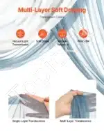 Dirbtinis vestuvių arkos komplektas su gėlėmis ir užuolaidomis – mėlyna - Image 3