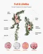 Dirbtinis vestuvių arkos komplektas su gėlėmis ir užuolaidomis – metalinė arka su 2 gėlėmis ir 3 užuolaidomis - Image 5