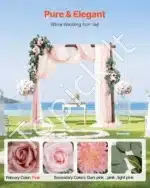 Dirbtinis vestuvių arkos komplektas su gėlėmis ir užuolaidomis – metalinė arka su 2 gėlėmis ir 3 užuolaidomis - Image 2