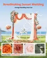 Dirbtinis vestuvių arkos komplektas su gėlėmis ir užuolaidomis – oranžinė - Image 3