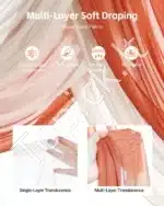 Dirbtinis vestuvių arkos komplektas su gėlėmis ir užuolaidomis – oranžinė - Image 5