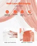 Dirbtinis vestuvių arkos komplektas su gėlėmis ir užuolaidomis – oranžinė - Image 3