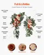 Dirbtinis vestuvių arkos komplektas su gėlėmis ir užuolaidomis – oranžinė - Image 5