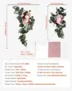 Dirbtinis vestuvių arkos komplektas su gėlėmis ir užuolaidomis – rožinis - Image 7