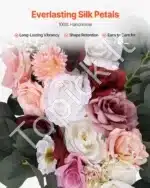 Dirbtinis vestuvių arkos komplektas su gėlėmis ir užuolaidomis – rožinis - Image 4