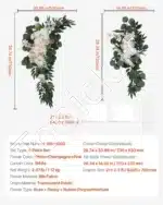 Dirbtinis vestuvių arkos komplektas su gėlėmis ir užvalkalais – balta - Image 7