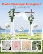 Dirbtinis vestuvių arkos komplektas su gėlėmis ir užvalkalais – balta - Image 2