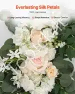 Dirbtinis vestuvių arkos komplektas su gėlėmis ir užvalkalais – balta - Image 4