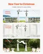 Dirbtinis vestuvių arkos komplektas su gėlėmis ir užvalkėmis – balta - Image 6