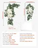 Dirbtinis vestuvių arkos komplektas su gėlėmis ir užvalkėmis – balta - Image 7