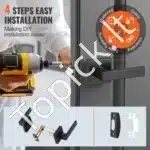 Durų rankena be užrakto, 6 vnt., juoda, 35-45 mm - Image 3