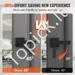 Durų rankena su užraktu, juoda, 35-45 mm - Image 5