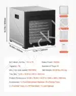Džiovyklė maisto produktams su 10 padėklų 1KW - Image 7