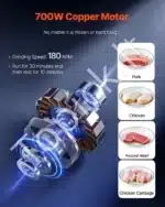 Elektrinis mėsos malūnas su dešrų pildymo funkcija – 5 kg/min talpa | Nerūdijančio plieno konstrukcija - Image 3