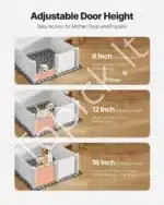 Erdvi šuniukų priežiūros dėžė su reguliuojamomis durimis – 122 × 122 × 46 cm - Image 4