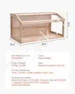 Erdvus medinis narvelis smulkiems graužikams (101,6 × 50,8 × 50,8 cm) - Image 7