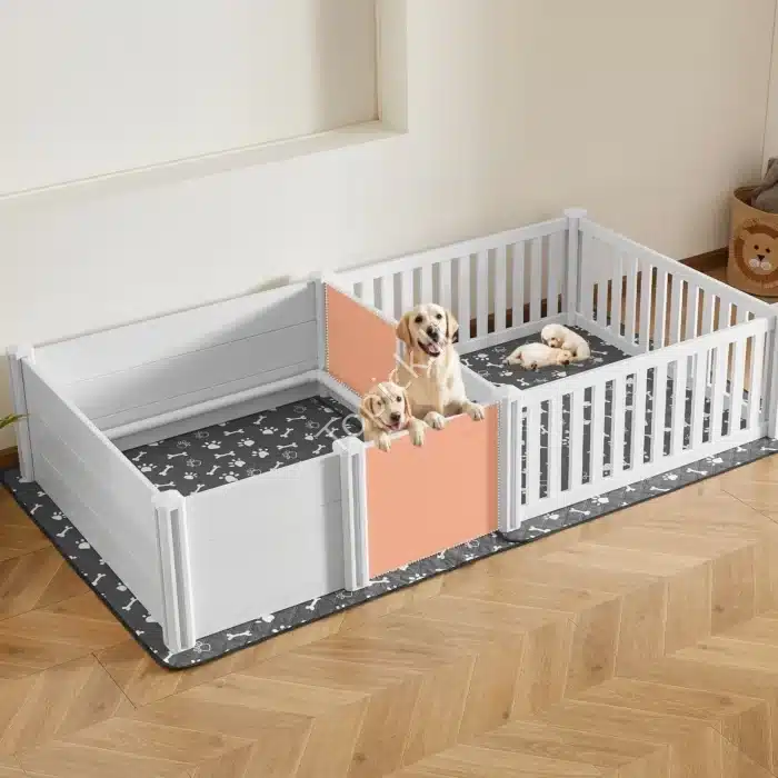 Ergonomiška šuniukų priežiūros dėžė su reguliuojamomis durimis – 237 × 123 × 46 cm - Image 8