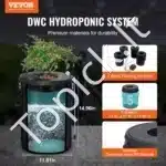 Hidroponinė DWC sistema – giluminės vandens kultūros rinkinys su 4 kibirais (20 L kiekvienas) ir oro siurbliu – 30 x 30 x 38 cm - Image 2