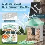 Išmanioji paukščių lesyklėlė su 2K HD kamera ir saulės moduliu (žalia) - Image 6