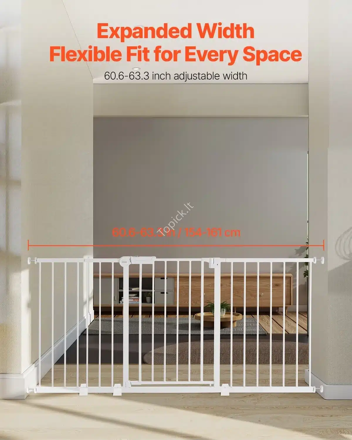 Ištraukiami šunų saugos vartai – balti, sulankstomi, 154–161 cm pločio, 711 mm aukščio (3) Ištraukiami šunų saugos vartai – balti, sulankstomi, 154–161 cm pločio, 711 mm aukščio - Image 8