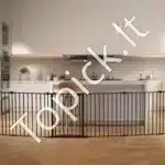 Ištraukiami šunų saugos vartai – juodi, sulankstomi, 711 mm aukščio, iki 4877 mm pločio - Image 2