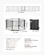 Ištraukiami šunų saugos vartai – juodi, sulankstomi, 711 mm aukščio, iki 4877 mm pločio - Image 3