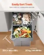 Ištraukiamos šiukšliadėžės su 3 konteineriais, 20 L ir 2x 10 L - Image 3