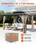 Khaki spalvos 4 pusių pavėsinės užuolaidos 282,5 × 342,5 × 221,5 cm - Image 2