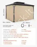 Khaki spalvos 4 pusių pavėsinės užuolaidos 282,5 × 342,5 × 221,5 cm - Image 7