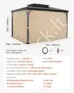 Khaki spalvos 4 pusių užuolaidos pavėsinei 281 × 341 × 214 cm - Image 7