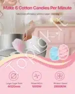 Komercinė cukraus vatos gaminimo mašina, 1000 W, mėlyna - Image 2
