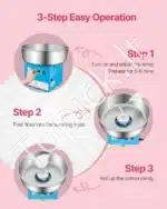 Komercinė cukraus vatos gaminimo mašina, 1000 W, mėlyna - Image 3