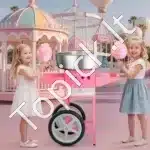 Komercinė cukraus vatos gaminimo mašina su vežimėliu, 1000 W, rožinė - Image 8