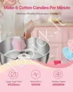 Komercinė cukraus vatos gaminimo mašina su vežimėliu, 1000 W, rožinė - Image 2