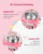 Komercinė cukraus vatos gaminimo mašina su vežimėliu, 1000 W, rožinė - Image 4