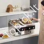 Komercinė elektrinė gruzdintuvė su dviem talpyklomis | Nerūdijančio plieno | 2 x 5,9 l | 2 x 3000 W | 80–200 °C | 220 V - Image 8