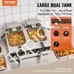 Komercinė elektrinė gruzdintuvė su dviem talpyklomis | Nerūdijančio plieno | 2 x 5,9 l | 2 x 3000 W | 80–200 °C | 220 V - Image 2