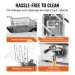 Komercinė elektrinė gruzdintuvė su nerūdijančio plieno talpykla | 3000 W | 5,9 l talpa | Temperatūra iki 200 °C | 220 V - Image 5