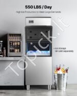 Komercinė ledukų gaminimo mašina – 249,5 kg per dieną, automatinė savęs valymo sistema - Image 3