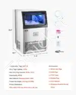 Komercinė ledukų gaminimo mašina – 41 kg per dieną, 50 ledukų, LED ekranas - Image 7