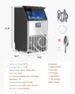 Komercinė ledukų gaminimo mašina – 45,36 kg per dieną, LED ekranas, 50 ledukų šablonų - Image 7