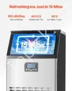 Komercinė ledukų gaminimo mašina – 45,36 kg per dieną, LED ekranas, 50 ledukų šablonų - Image 2