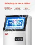 Komercinė ledukų gaminimo mašina – 49,9 kg per dieną, LED ekranas, 36 ledukų kubeliai per ciklą - Image 2