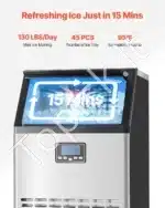 Komercinė ledukų gaminimo mašina – 58,97 kg per dieną, LED ekranas, 45 ledukų šablonai - Image 2